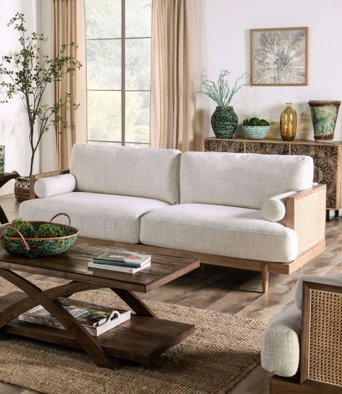 Sofa, Beige/Light Oak