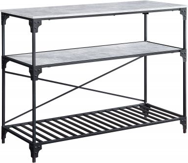 Jakob 47"L Kitchen Island w/Woodn Top (Black & Concrete Finish)