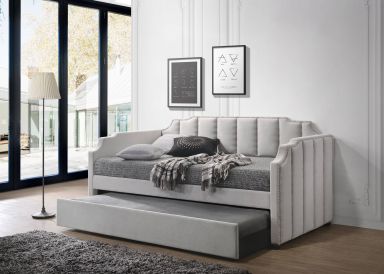 Peridot Upholstered Daybed w/Trundle (Twin) (Dove Gray Velvet)