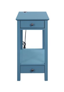 Byzad 2 Drawers Rectangular Accent Table w/USB (Teal)