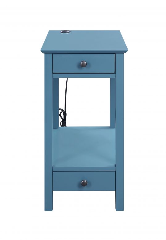 Byzad 2 Drawers Rectangular Accent Table w/USB (Teal)