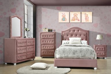 Reggie 25"L 4 Drawers Chest (Pink Fabric)