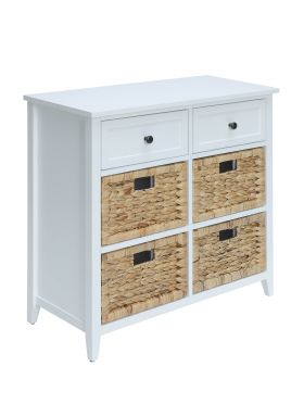 Flavius 6 Drawers Rectangular Console Table w/Storage (White)
