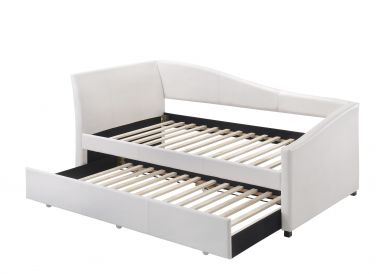 Jedda Upholstered Daybed w/Trundle (Twin) (White Synthetic Leather)