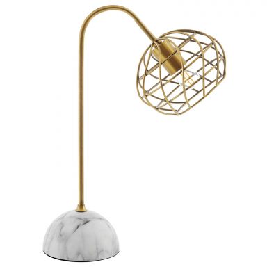 Salient Brass and Faux White Marble Table Lamp by Modway