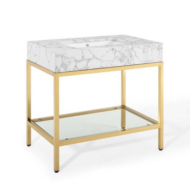 Kingsley 36" Gold Stainless Steel Bathroom Vanity by Modway