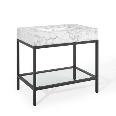 Kingsley 36" Black Stainless Steel Bathroom Vanity by Modway