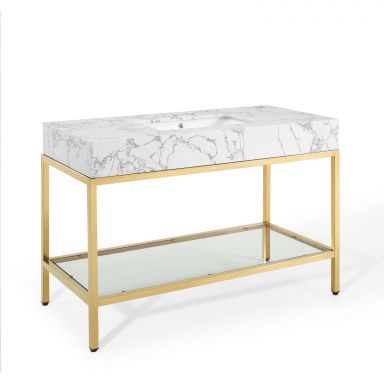 Kingsley 50" Gold Stainless Steel Bathroom Vanity by Modway