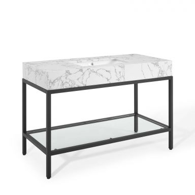 Kingsley 50" Black Stainless Steel Bathroom Vanity by Modway