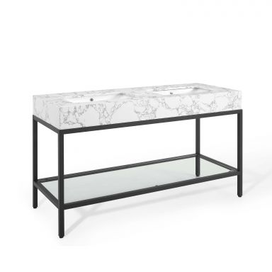 Kingsley 60" Black Stainless Steel Bathroom Vanity by Modway
