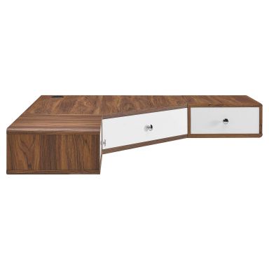 Transmit 47" Wall Mount Corner Walnut Office Desk by Modway