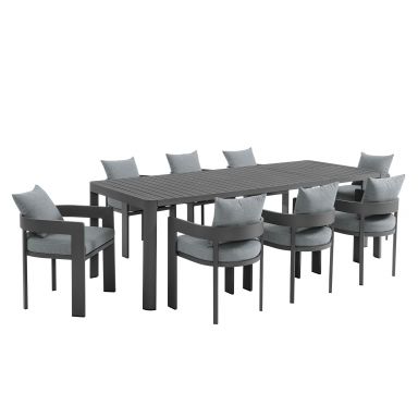 Tahoe 9-Piece Outdoor Patio Aluminum Dining Set With Extendable Table by Modway