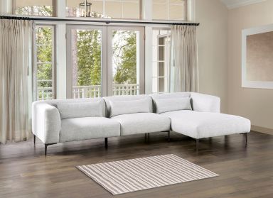 Sectional, Right Chaise, Light Gray