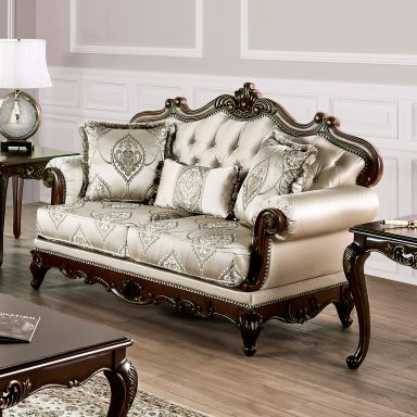Loveseat, Dark Cherry/Beige