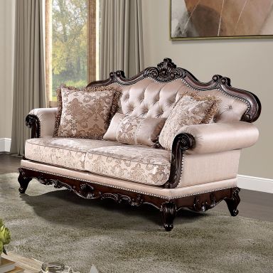 Loveseat, Dark Cherry/Light Brown