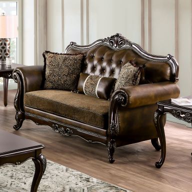 Loveseat, Dark Cherry/Brown