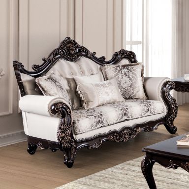 Loveseat, Dark Cherry/Beige