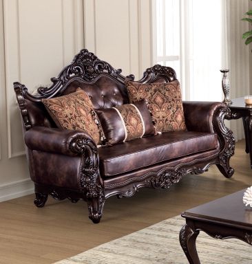 Loveseat, Dark Cherry/Light Brown