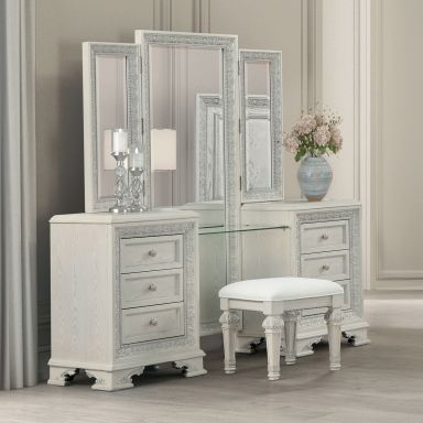 Vanity Set w/ Stool, Creamy White
