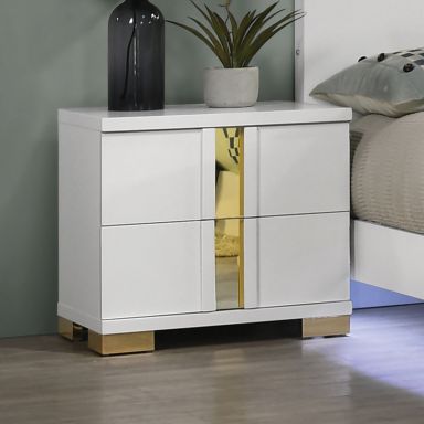 Nightstand, White/Gold
