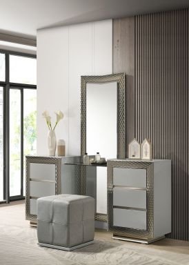 Vanity Set w/ Stool, Gray