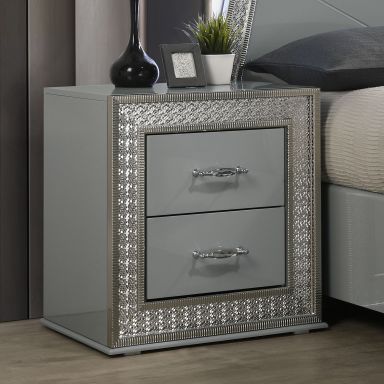 Nightstand, Metallic Gray