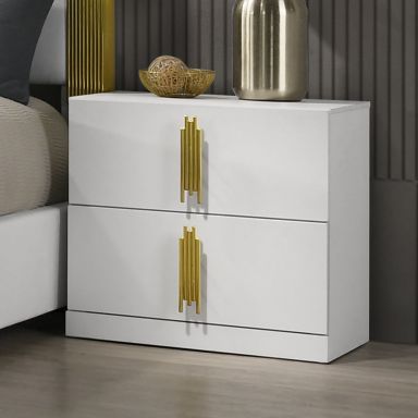 Nightstand, White/Gold