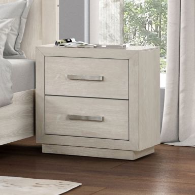 Nightstand W/ USB + LED, Light Gray