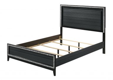 Haiden Wooden Eastern King Bed w/LED (LED & Weathered Black Finish)