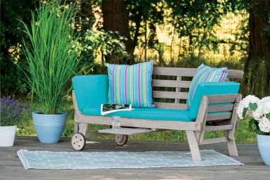 Convertible Sofa Daybed, Gray/Turquoise