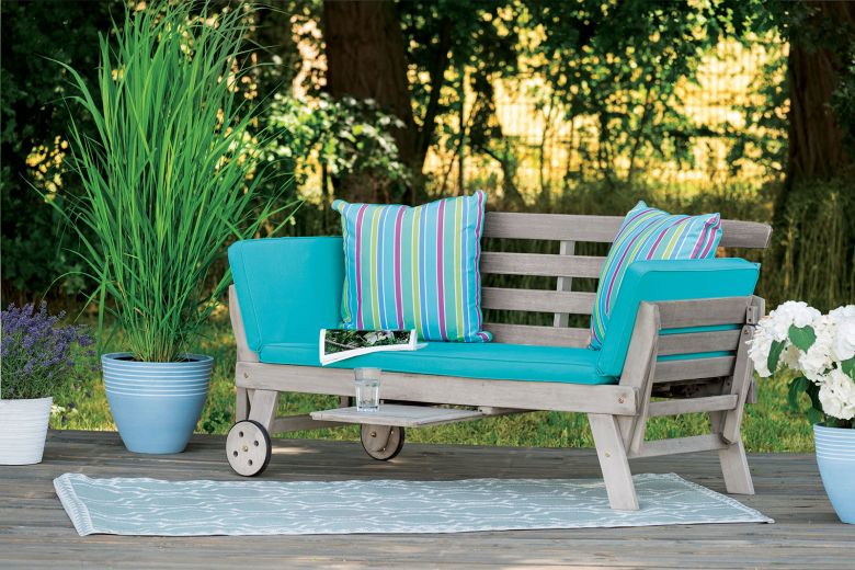 Convertible Sofa Daybed, Gray/Turquoise