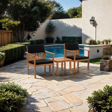 3 Pc. Patio Set, Natural/Black