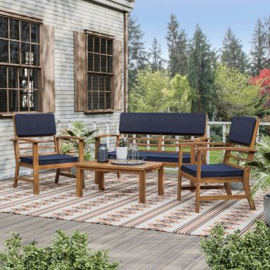 4 Pc. Patio Set, Denim Blue/Natural
