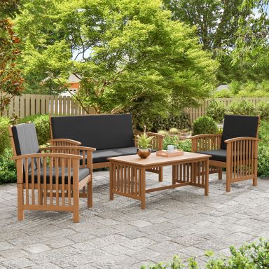 4 Pc. Patio Set, Black/Natural