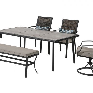 6 Pc. Patio Dining Set w/ Bench