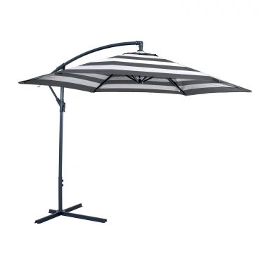 Cantilever Umbrella w/ LED, Black/White