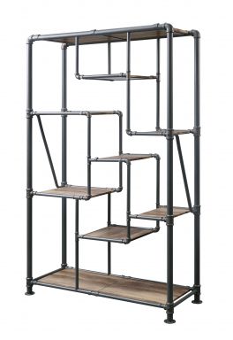 Brantley 49"L Bookshelf (Antique Oak & Sandy Gray Finish)
