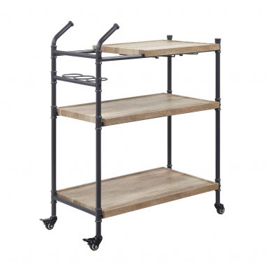 Brantley 30"L Serving Cart (Oak & Sandy Black Finish)