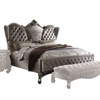 Versailles Upholstered CK Bed (Velvet & Antique Platinum)