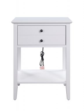 Grardor Rectangular Accent Table w/USB (White)