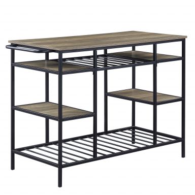 Lona 47"L Kitchen Island w/Woodn Top (Rustic Oak & Black Finish)