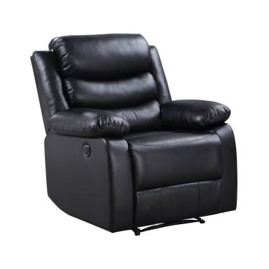 Eilbra 39"W Upholstered Power Motion Recliner (Black Synthetic Leather)