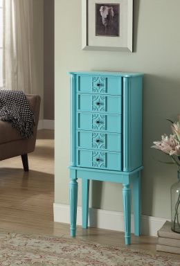 Tammy 16"Wide Jewelry Armoire w/4 Drawers (Light Blue)