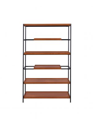 Oaken 42"L Bookshelf (Honey Oak & Black)