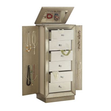 Talor 18"Wide Jewelry Armoire w/6 Drawers (Antique Gold)