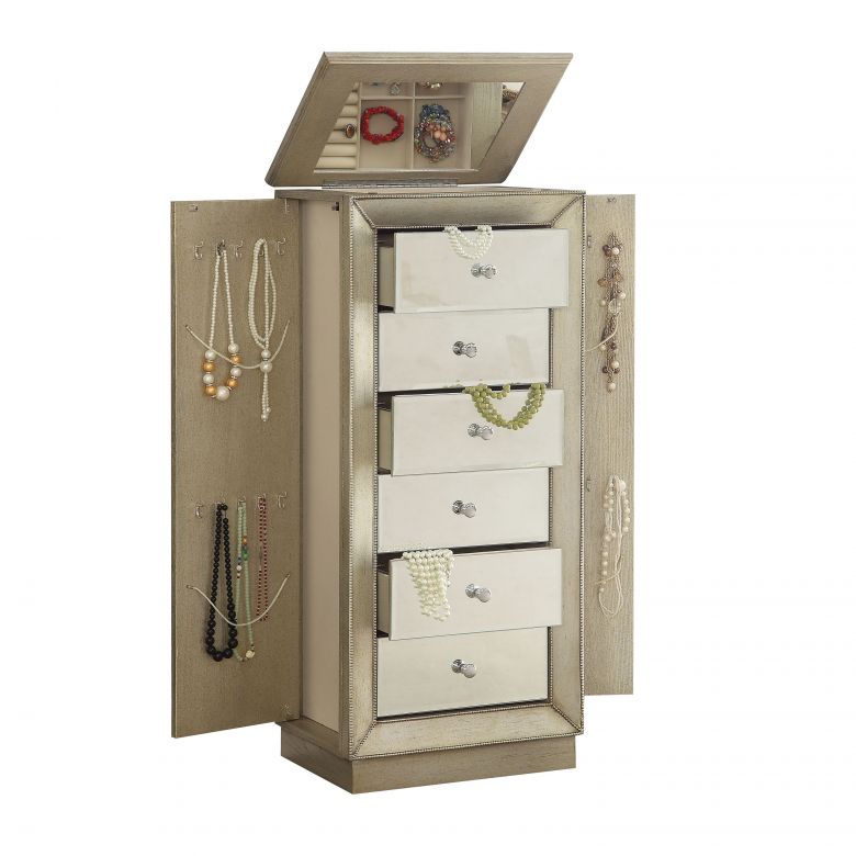 Talor 18"Wide Jewelry Armoire w/6 Drawers (Antique Gold)