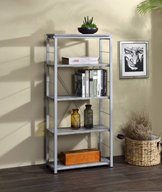 Jurgen 24"L Bookshelf (Faux Concrete & Silver)