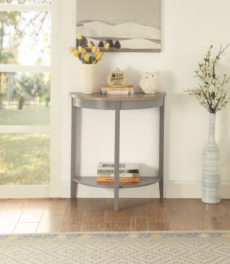 Justino Half-Moon Console Table (Natural Oak & Gray)