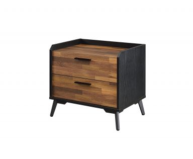 Jiranty 2 Drawers Rectangular Accent Table (Walnut & Black Finish)