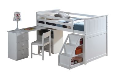 Wyatt 2 Drawers Twin Loft Bed Set (White)